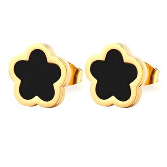 UB WILD 18K GOLD PLATED STAINLESS STEEL "FLOWES" EARRINGS